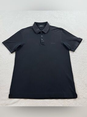 ZEGNA pique knit polo shirt men’s size medium black casual black label heritage